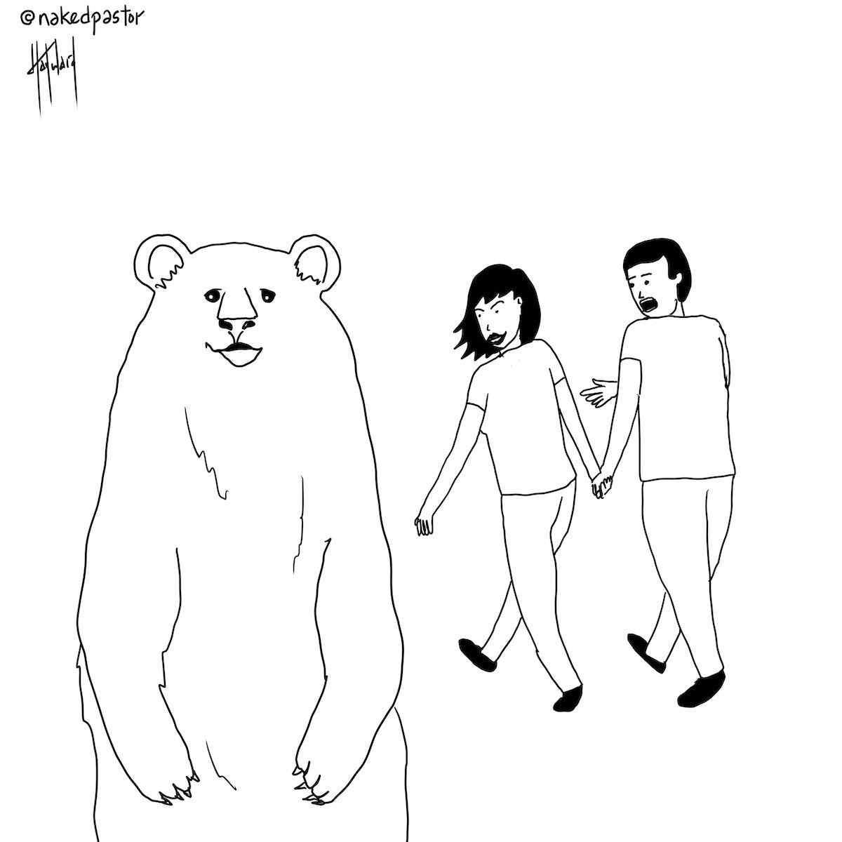 Bear or Man in Woods Digital Cartoon - by nakedpastor