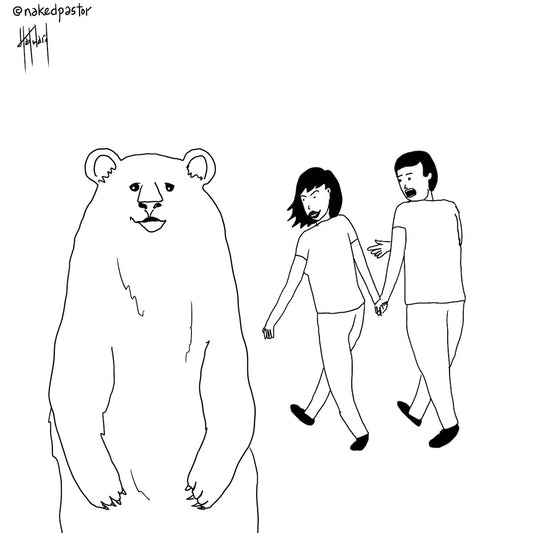 Bear or Man in Woods Digital Cartoon - by nakedpastor
