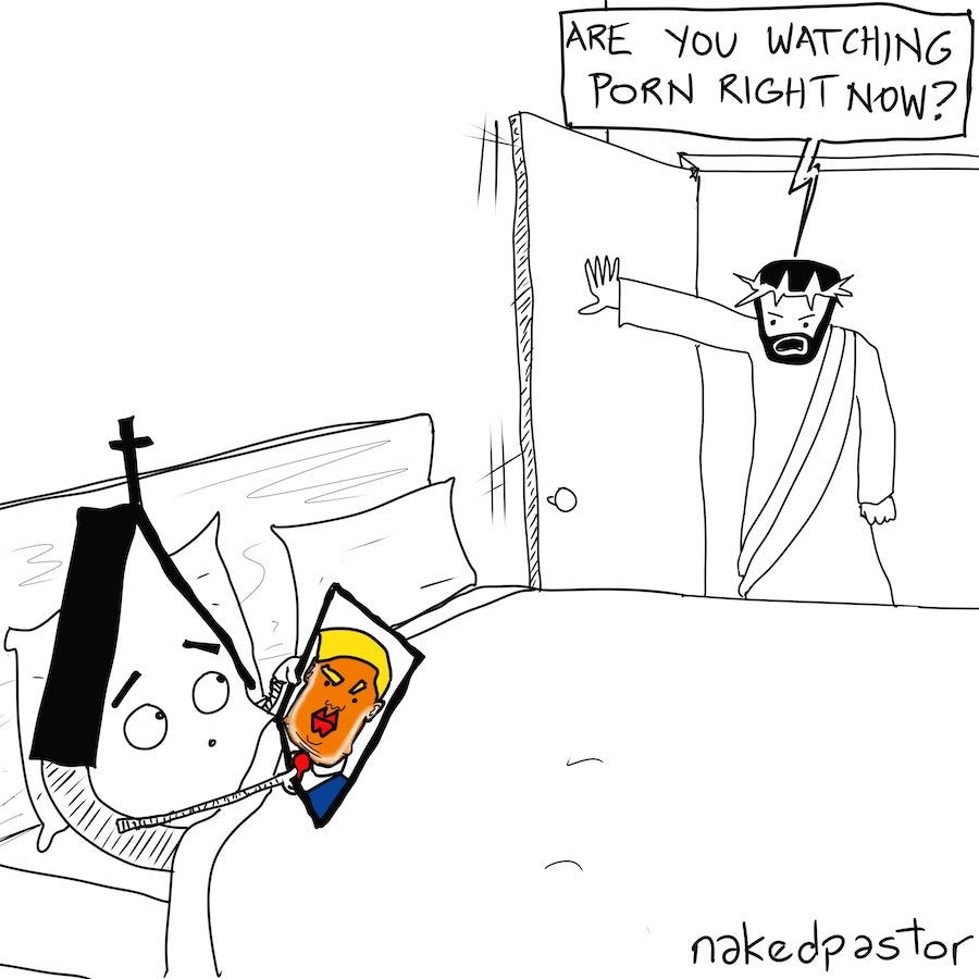 The Church Watching Porn Digital Cartoon-Digital Cartoons-nakedpastor