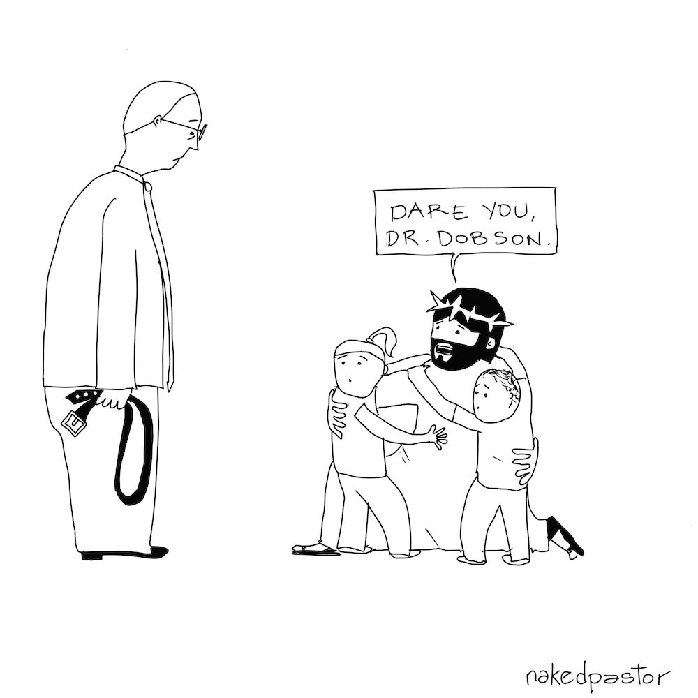 Dare You Dr. Dobson Digital Cartoon-Digital Cartoons-nakedpastor
