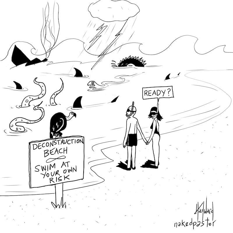 Deconstruction is a Beach Digital Cartoon - by nakedpastor
