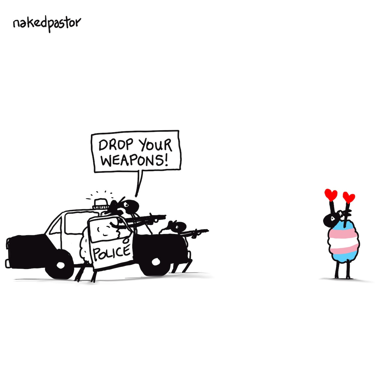 Drop Your Weapons Digital Cartoon-Digital Cartoons-nakedpastor