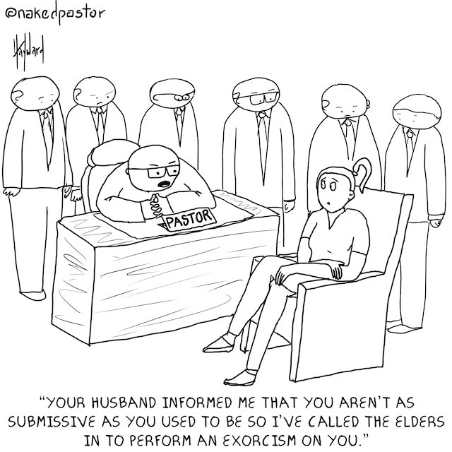 Women and Exorcism Time Digital Cartoon - by nakedpastor