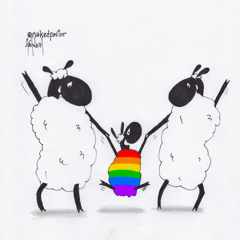 Happy Rainbow Parents and Kid Digital Cartoon-Digital Cartoons-nakedpastor