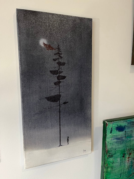 Wisdom Comes at Night Original Acrylic and Ink on Canvas - by nakedpastor