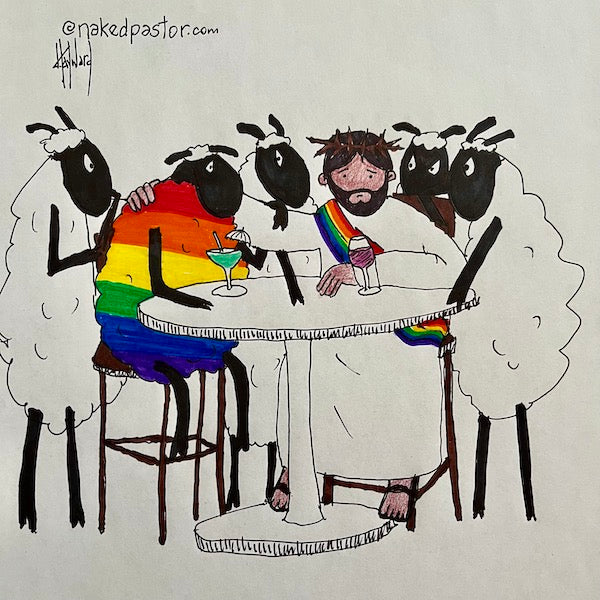 Rough Times in a Rough Bar Original Cartoon Drawing - by nakedpastor