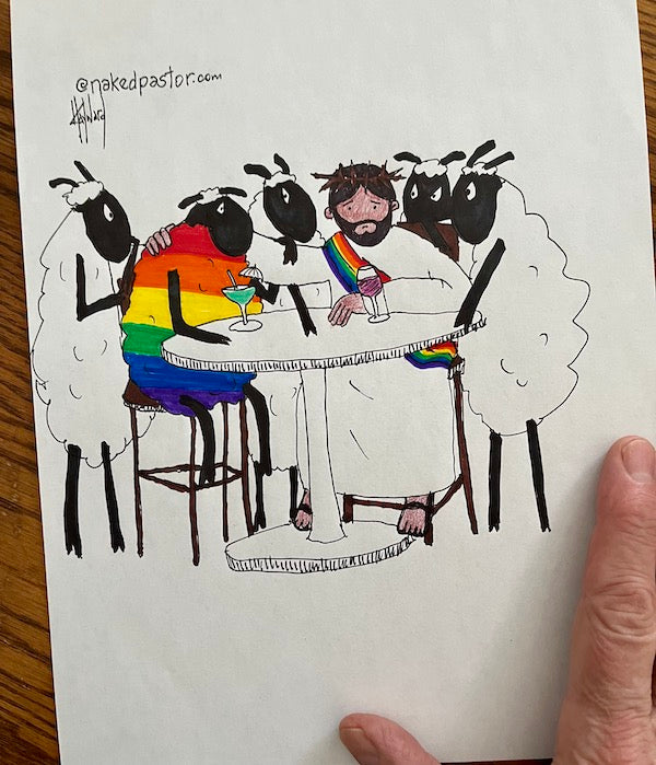 Rough Times in a Rough Bar Original Cartoon Drawing - by nakedpastor