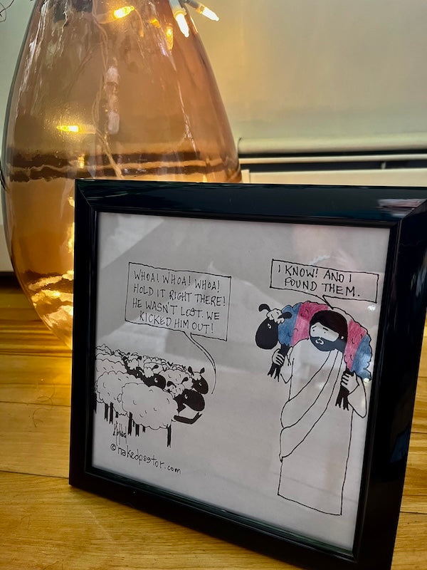 Not Lost Sheep Trans She/Them Original Cartoon Drawing-Cartoons-nakedpastor