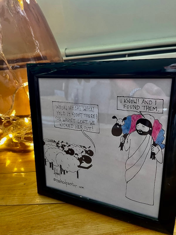 Not Lost Sheep Trans He/Them Original Cartoon Drawing-Cartoons-nakedpastor