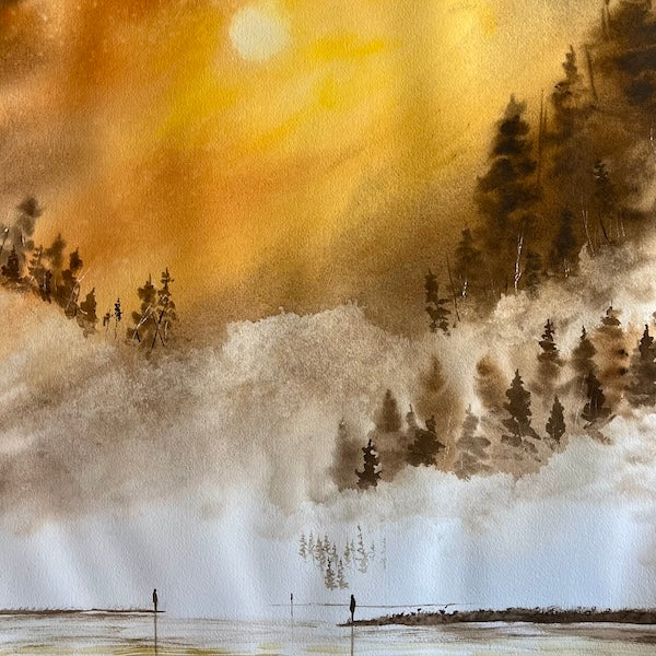 One River Many Shores Original Watercolor Painting-Painting-nakedpastor