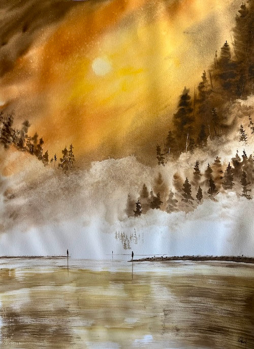 One River Many Shores Original Watercolor Painting-Painting-nakedpastor