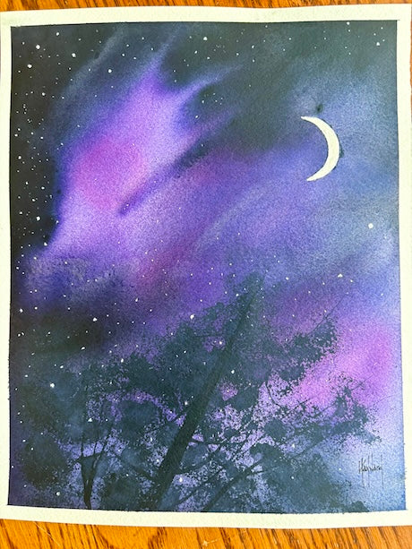 All I Need is a Sliver of Light Original Watercolor and Ink Painting-Painting-nakedpastor