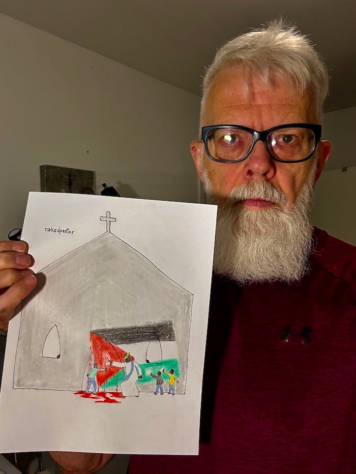 Jesus and Kids Graffiti Original Cartoon Drawing-Cartoons-nakedpastor
