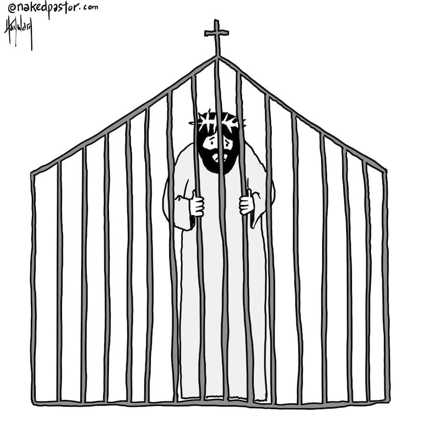 Jesus in Jail Digital Cartoon - by nakedpastor