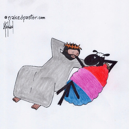 Jesus and the Bisexual Sheep Digital Cartoon - by nakedpastor