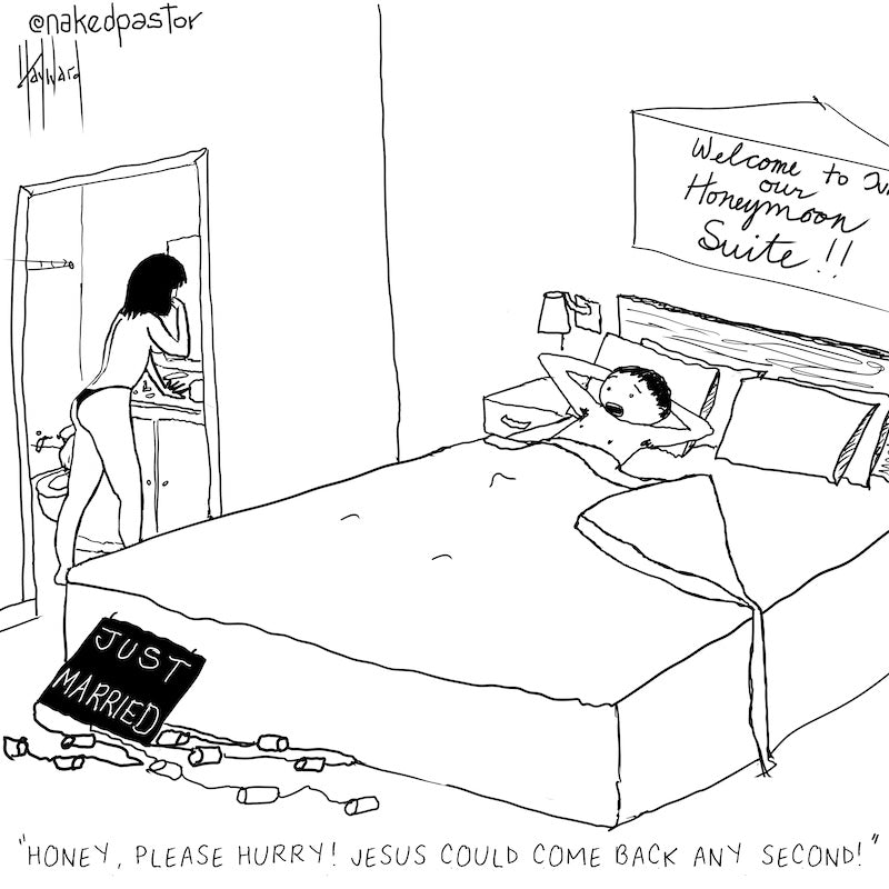 Just Married Just In Time Digital Cartoon - by nakedpastor