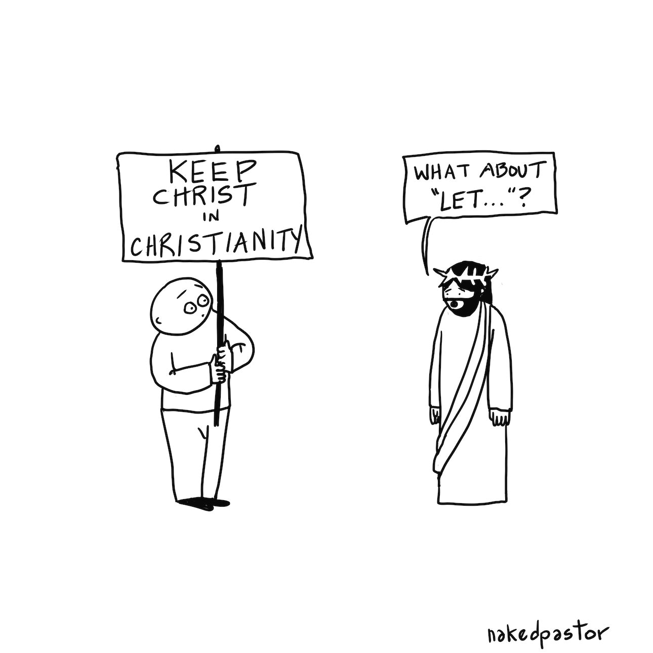 Keep Christ in Christianity Digital Cartoon-Digital Cartoons-nakedpastor