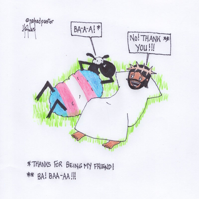 Love In All Languages Trans Version Original Cartoon Drawing - by nakedpastor