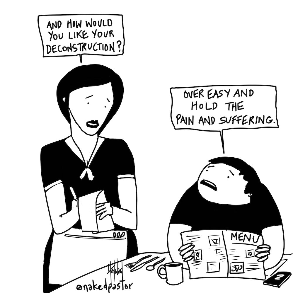 Deconstruction Over Easy Digital Cartoon - by nakedpastor