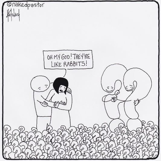 Questions Just Keep Coming Like Rabbits Digital Cartoon - by nakedpastor