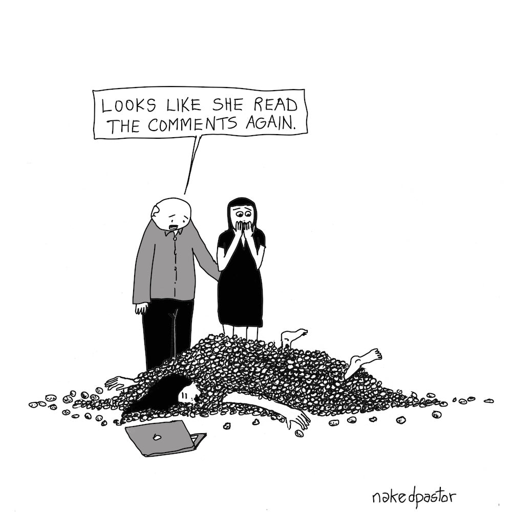 She Read the Comments Digital Cartoon-Digital Cartoons-nakedpastor