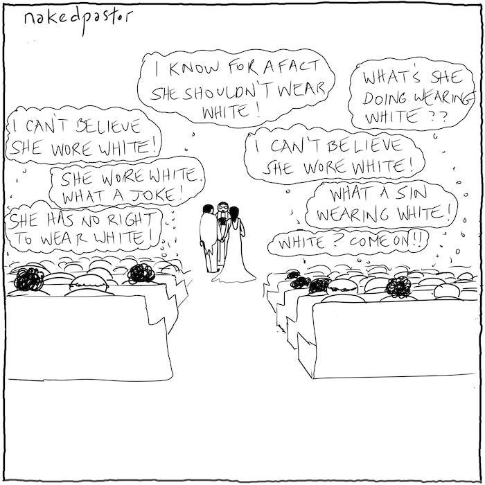 She Wore White Digital Cartoon-Digital Cartoons-nakedpastor