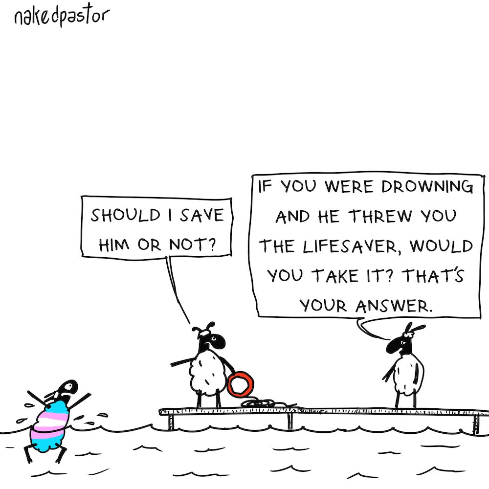 Should I Save Him Digital Cartoon-Digital Cartoons-nakedpastor