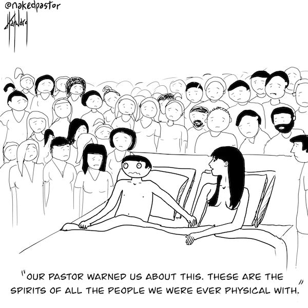 Spirits of Past Relationships Digital Cartoon - by nakedpastor