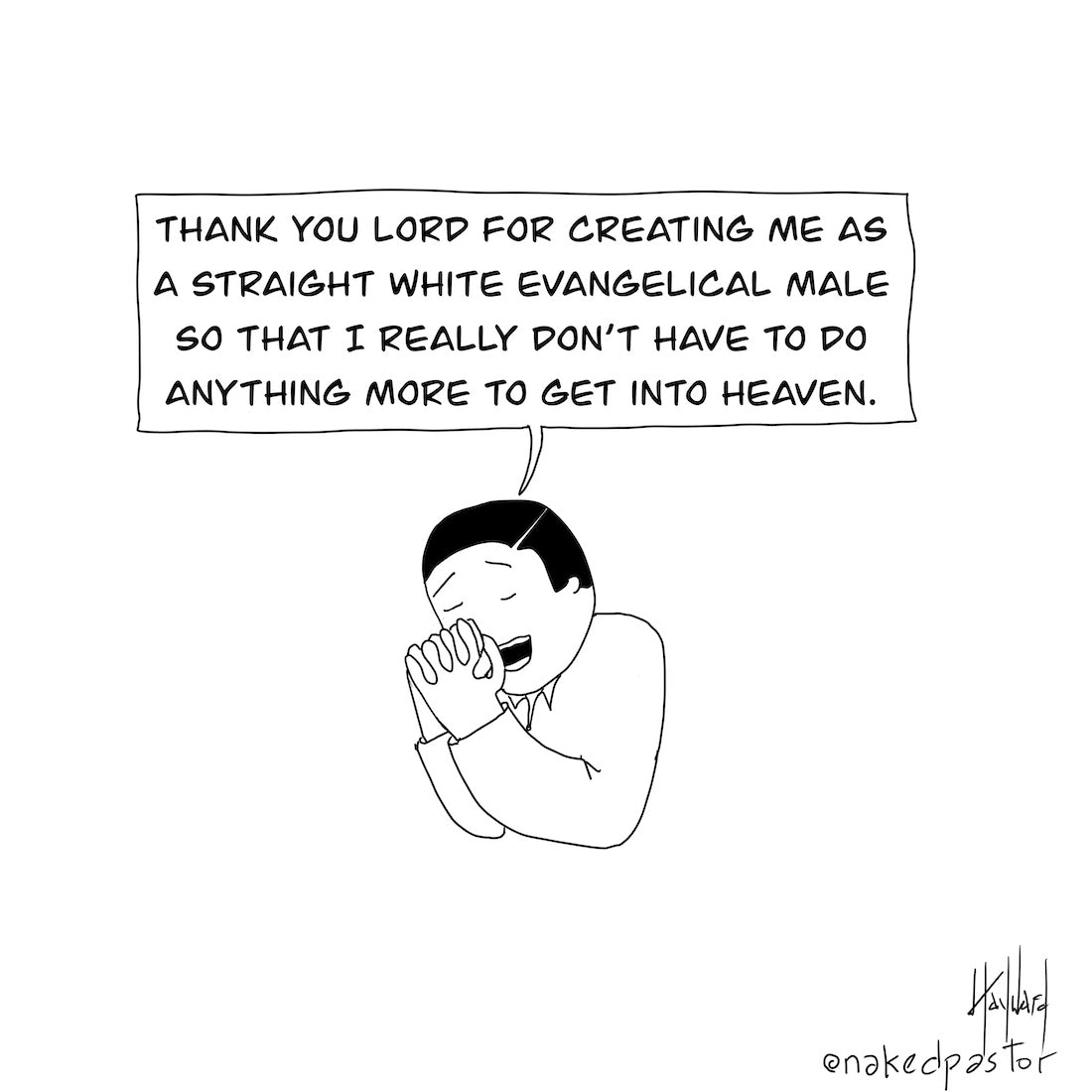 Straight White Evangelical Male Digital Cartoon - by nakedpastor