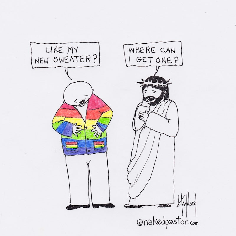 Rainbow Sweater Original Cartoon Drawing - by nakedpastor