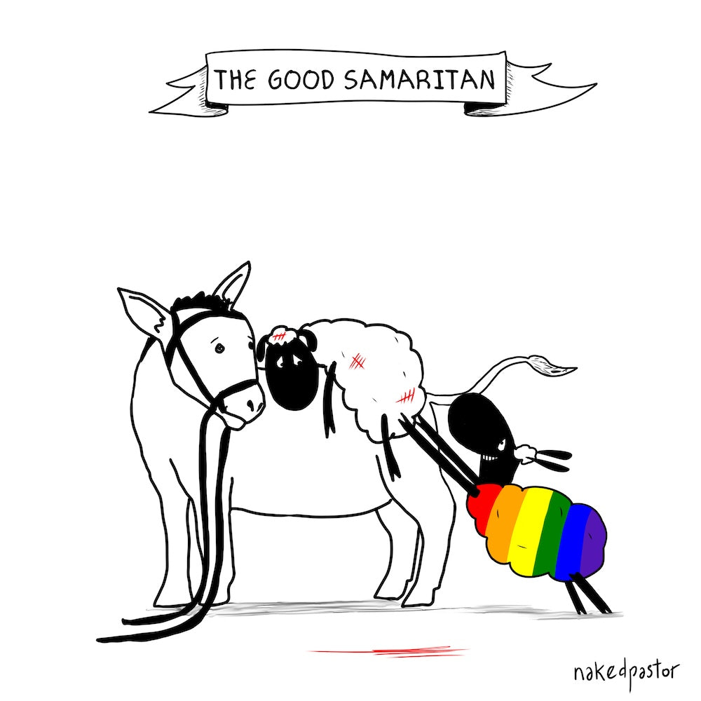 The Good Samaritan Digital Cartoon-Digital Cartoons-nakedpastor