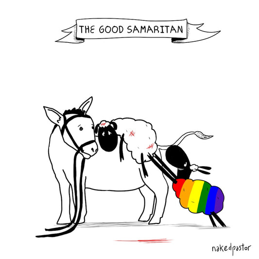 The Good Samaritan Digital Cartoon-Digital Cartoons-nakedpastor