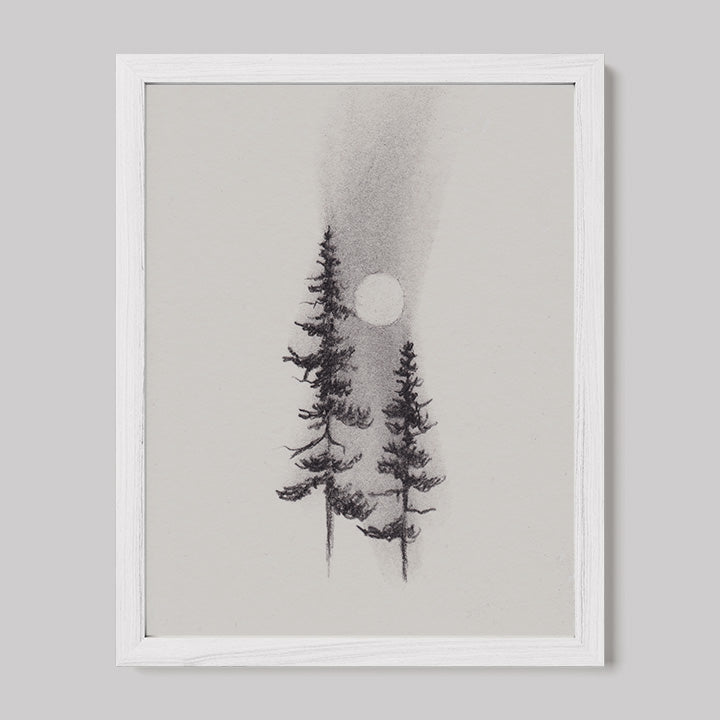Two Pines Charcoal Drawing Print-Drawings-nakedpastor