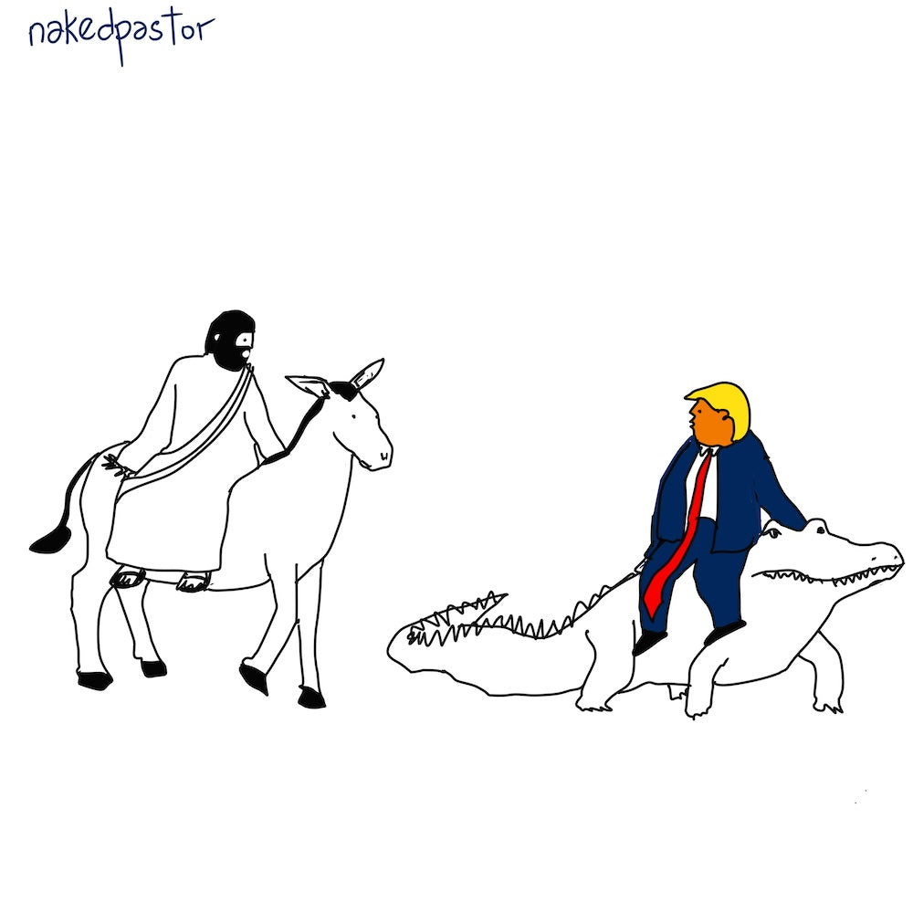 What Did He Ride In On? Digital Cartoon-Digital Cartoons-nakedpastor