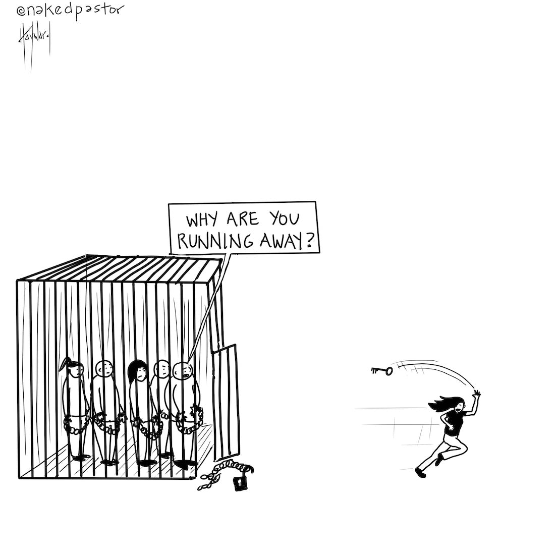 Why Are You Running Away? Digital Cartoon - by nakedpastor