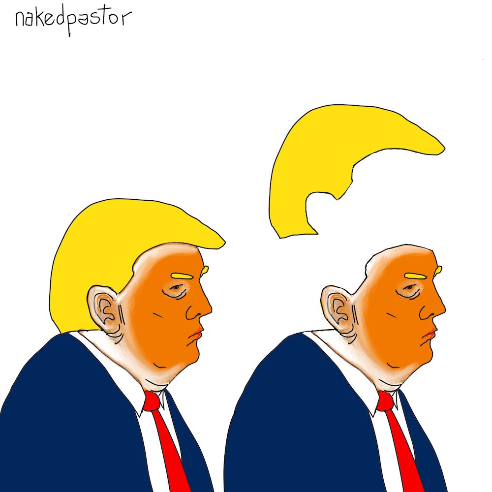 With and Without Hair Digital Cartoon-Digital Cartoons-nakedpastor
