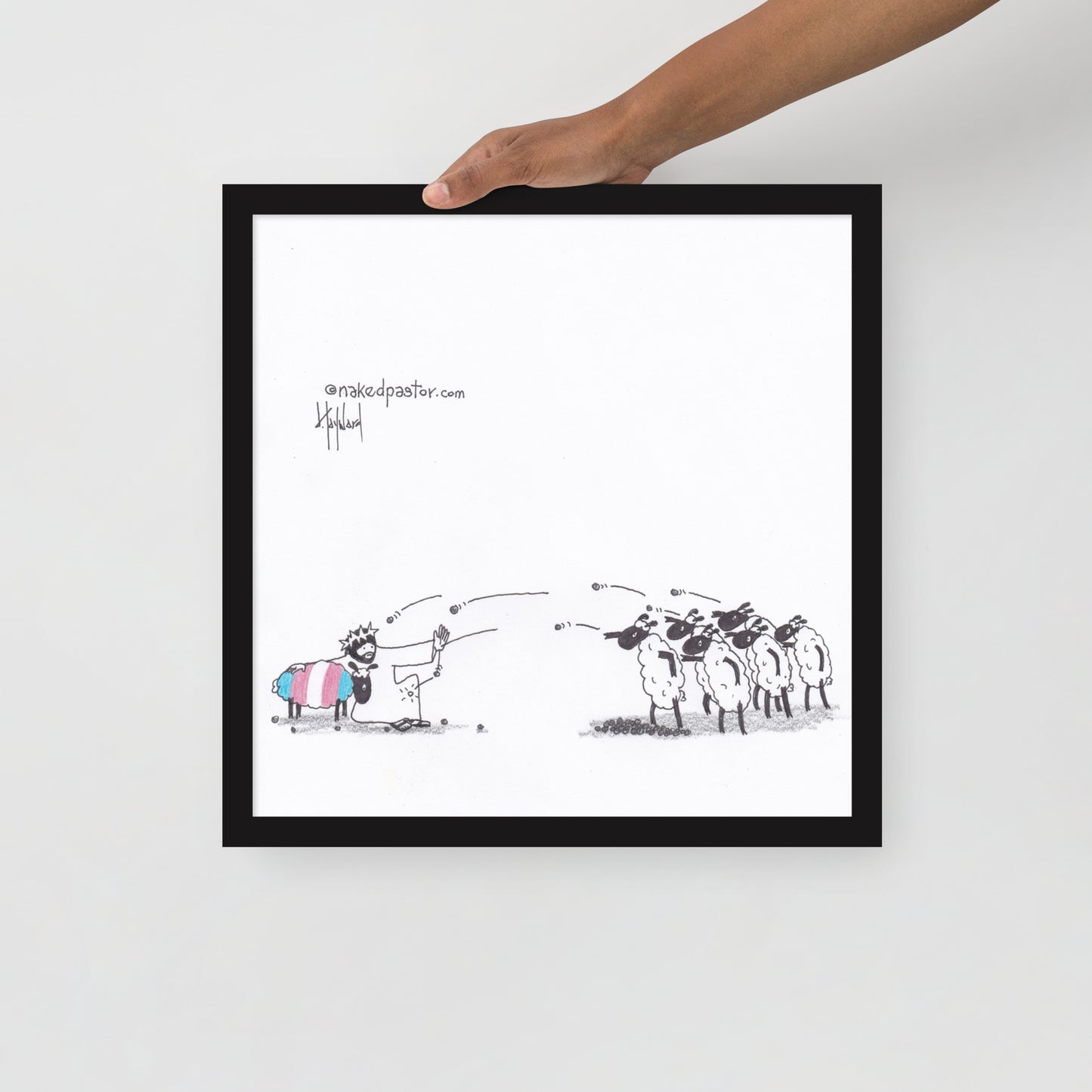 Don't Stone Others Trans Version Cartoon Print - by nakedpastor