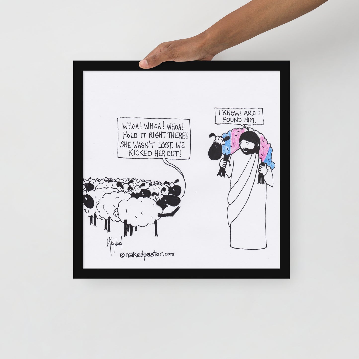 Lost Transgender Lamb - Choose Your Pronouns Print-Cartoons-nakedpastor