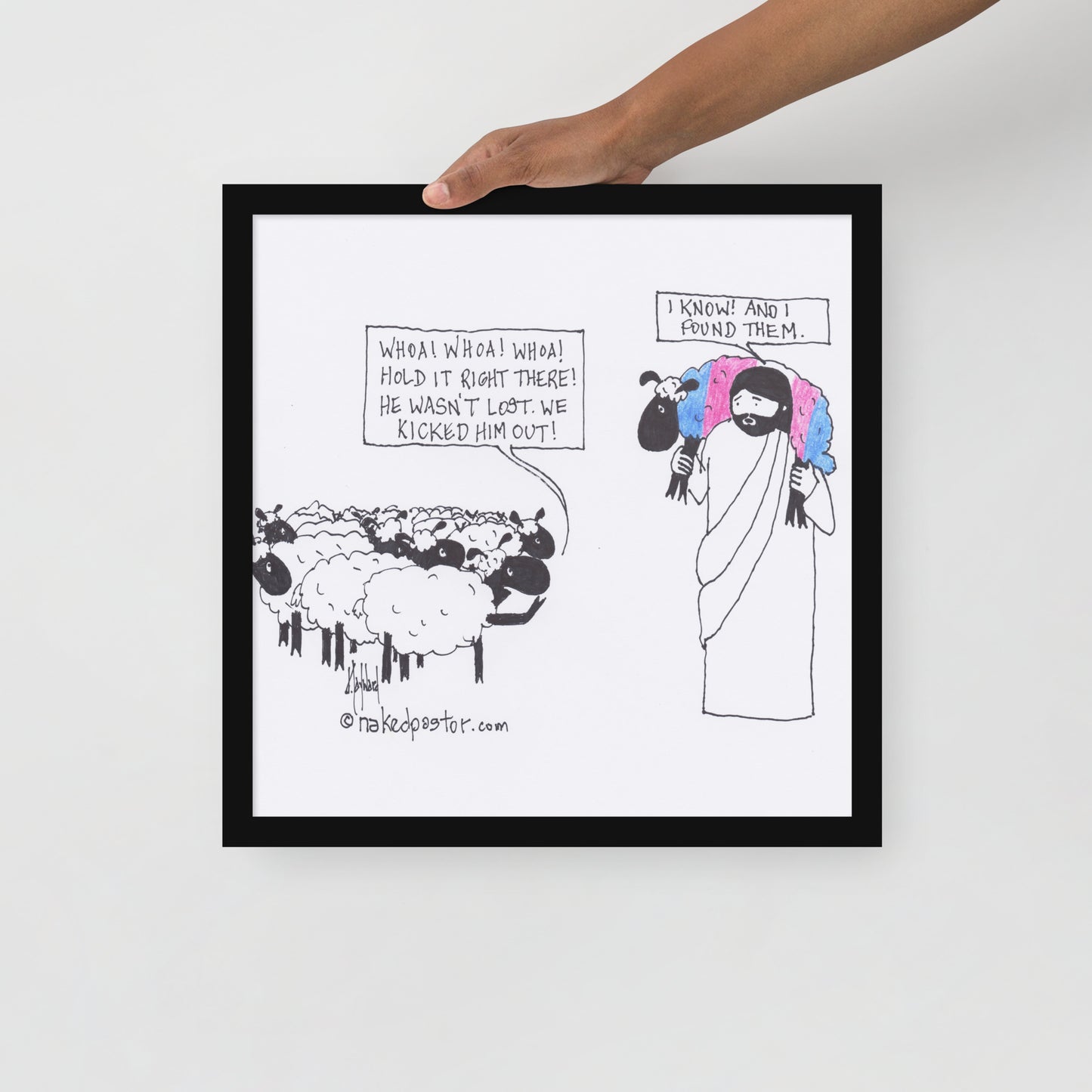 Lost Transgender Lamb - Choose Your Pronouns Print-Cartoons-nakedpastor