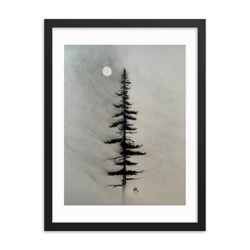 Pine Charcoal Drawing Print