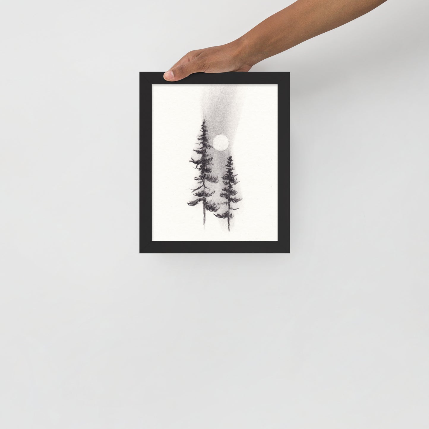 Two Pines Charcoal Drawing Print