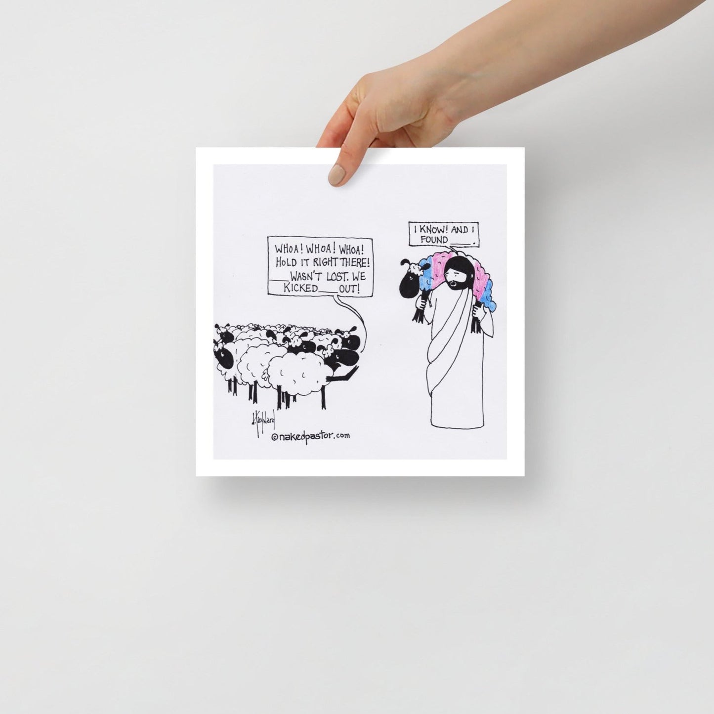Lost Transgender Lamb - Choose Your Pronouns Print-Cartoons-nakedpastor