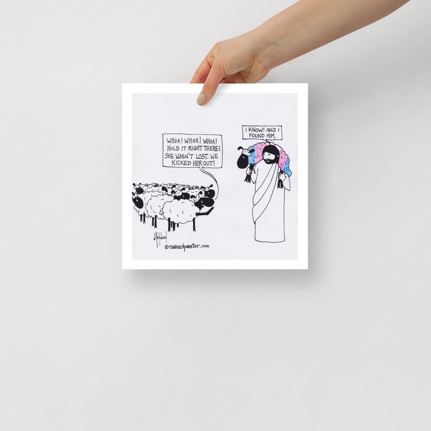 Lost Transgender Lamb - Choose Your Pronouns Print-Cartoons-nakedpastor