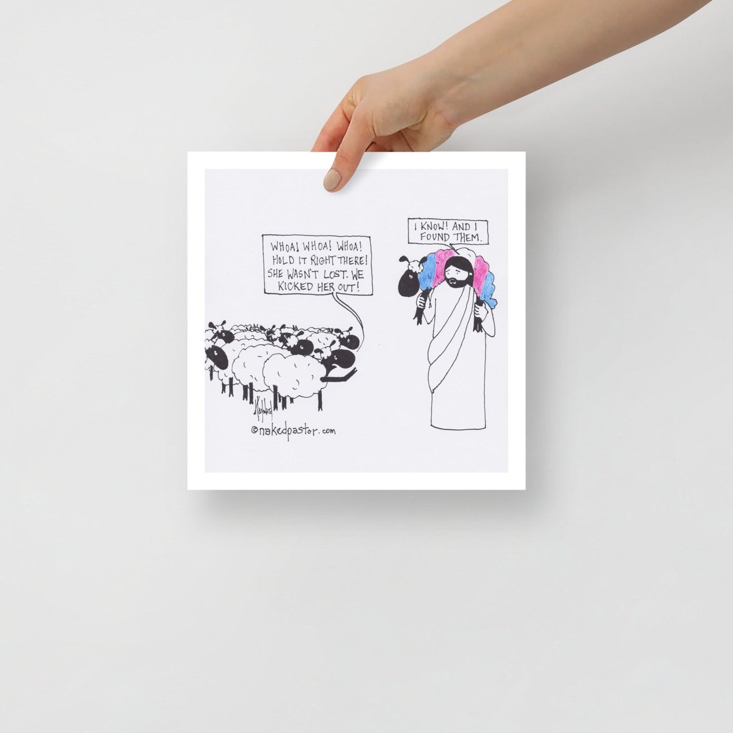 Lost Transgender Lamb - Choose Your Pronouns Print-Cartoons-nakedpastor