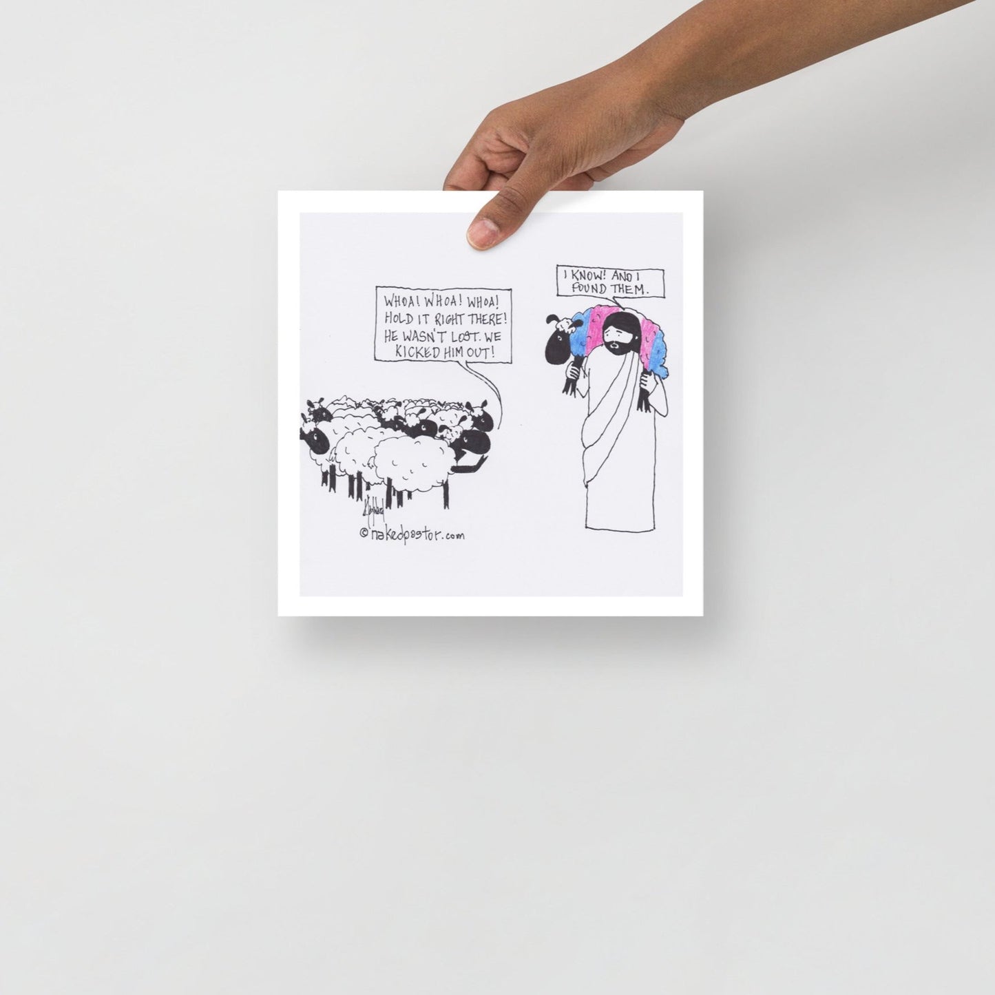 Lost Transgender Lamb - Choose Your Pronouns Print-Cartoons-nakedpastor