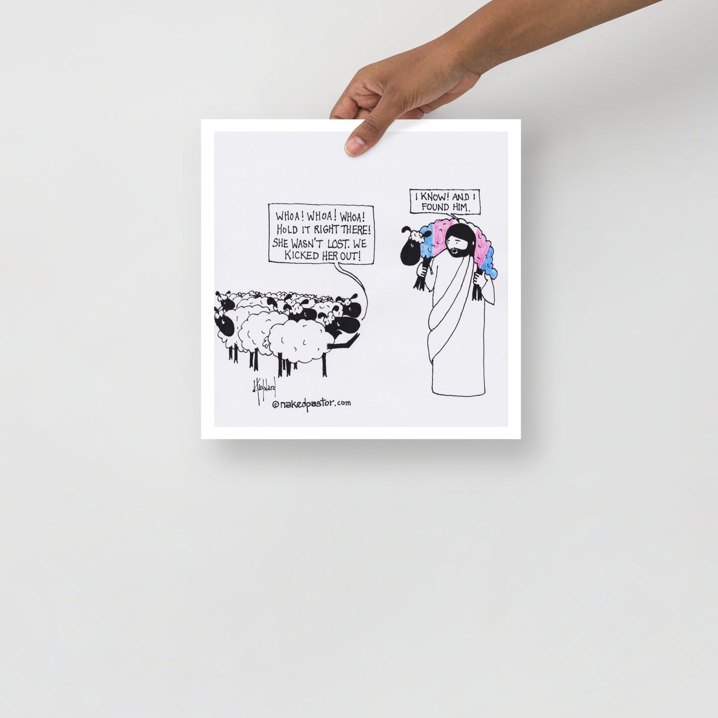 Lost Transgender Lamb - Choose Your Pronouns Print-Cartoons-nakedpastor