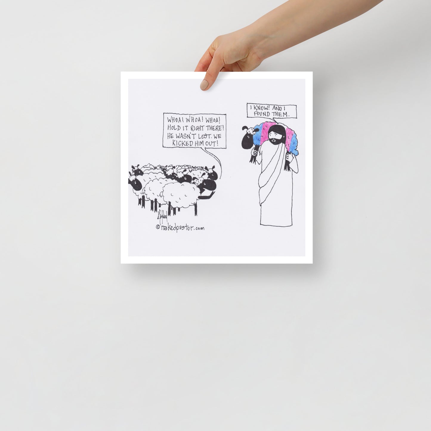 Lost Transgender Lamb - Choose Your Pronouns Print-Cartoons-nakedpastor