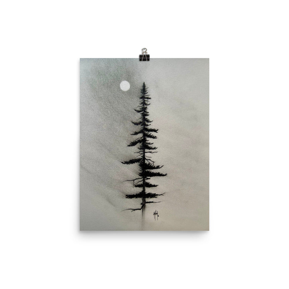 Pine Charcoal Drawing Print