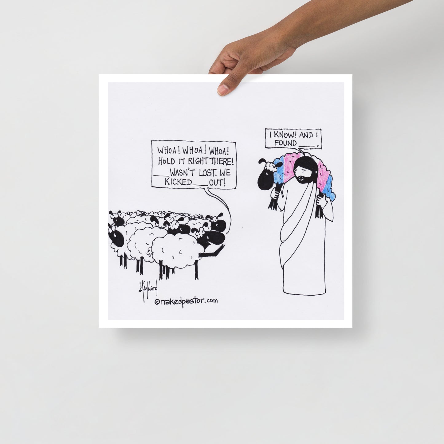 Lost Transgender Lamb - Choose Your Pronouns Print-Cartoons-nakedpastor