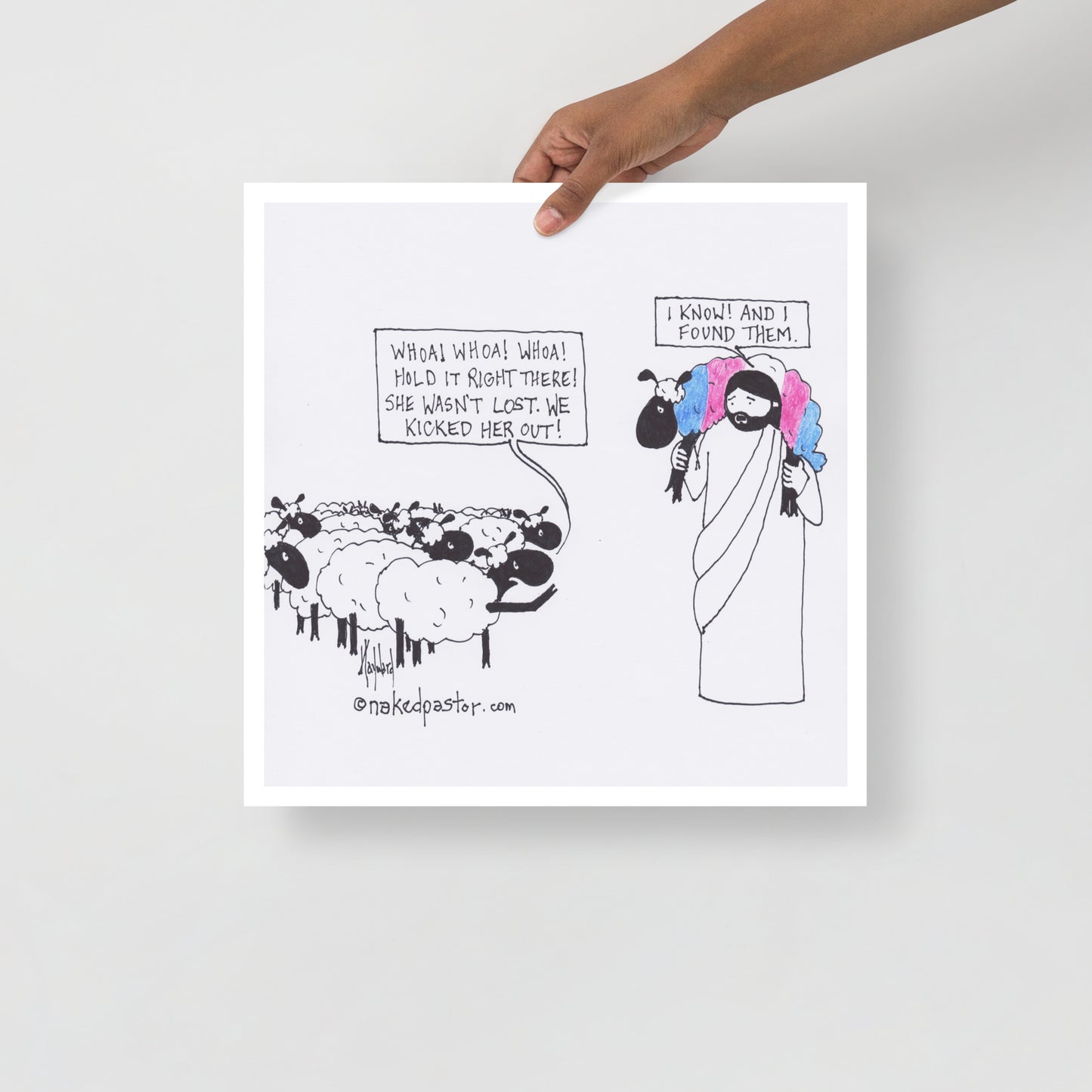 Lost Transgender Lamb - Choose Your Pronouns Print-Cartoons-nakedpastor